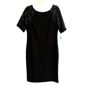✨️NWT- Calvin Klein black sequin shoulder dress
